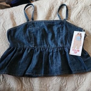 Celebrity Pink Light Blue Peplum Top